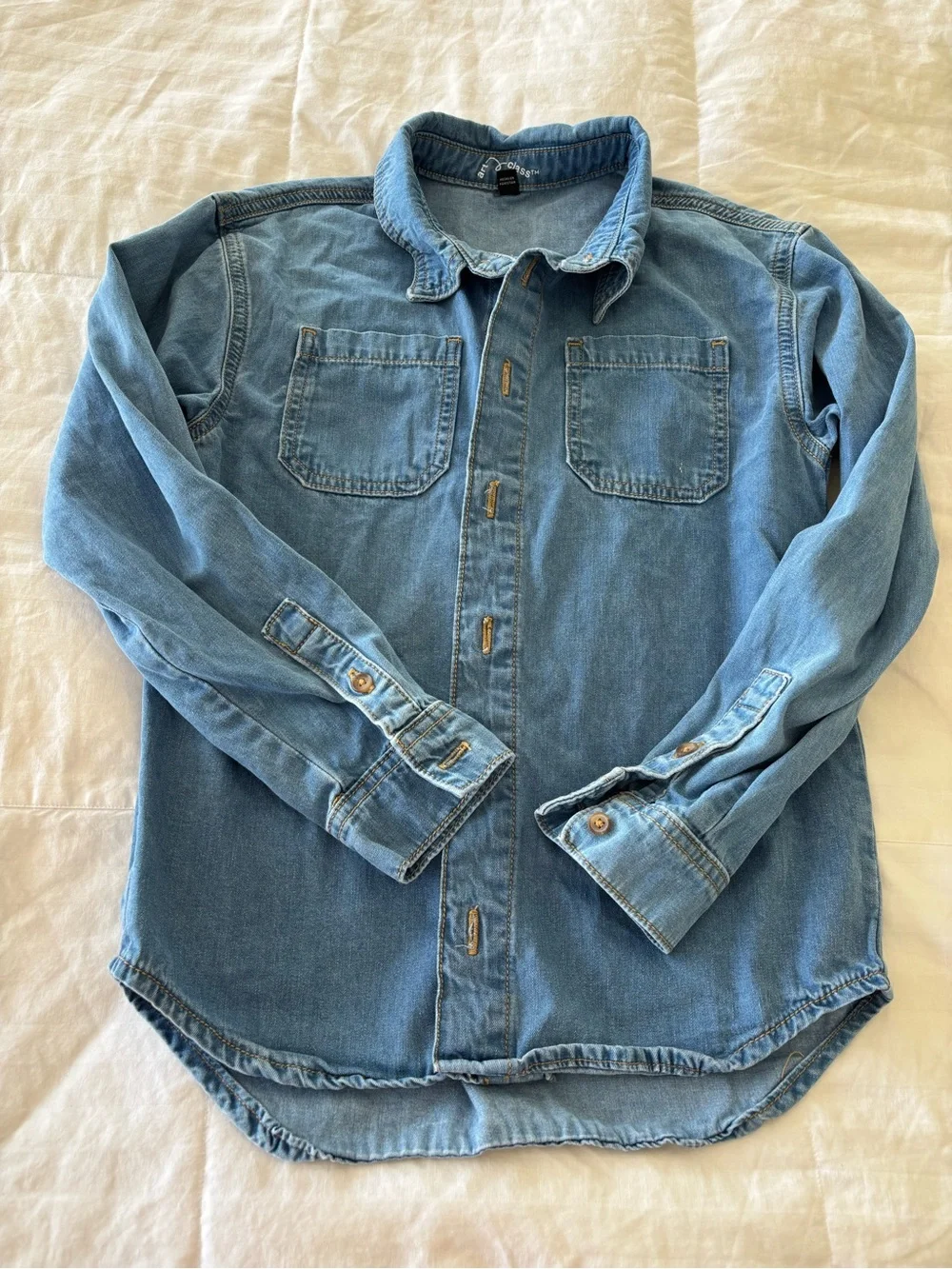 art class Blue Denim Long Sleeve Button-Up Shirt girls L 10/12